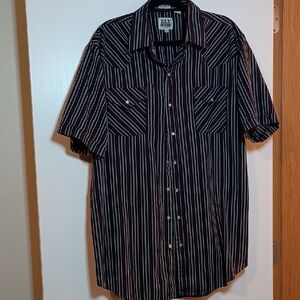 Ely Cattleman Men's Black, Maroon and White Striped Shirt